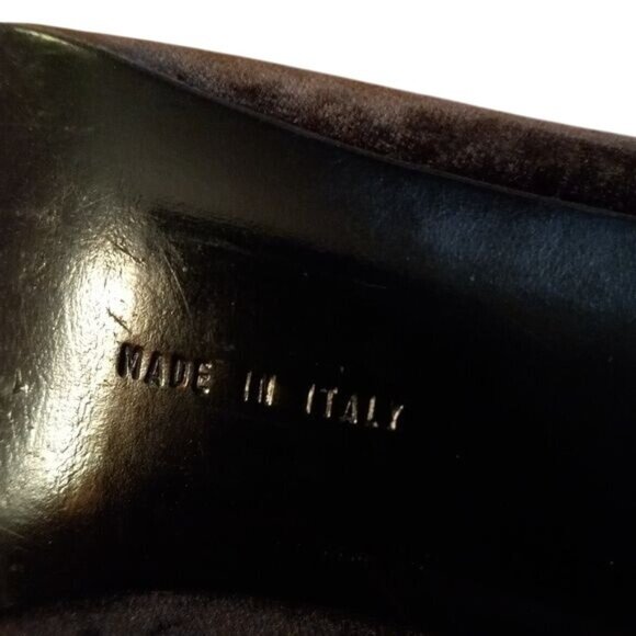 Salvatore Ferragamo 6.5 B Brown Velvet Heels Made Italy Elegant Classic Vintage - Picture 10 of 12